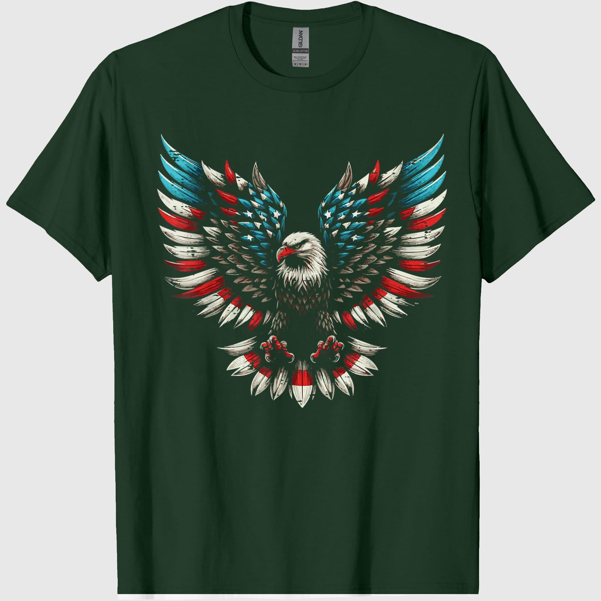 Bald Eagle USA Flag Wings Freedom Patriotic Men Women Kids T-Shirt