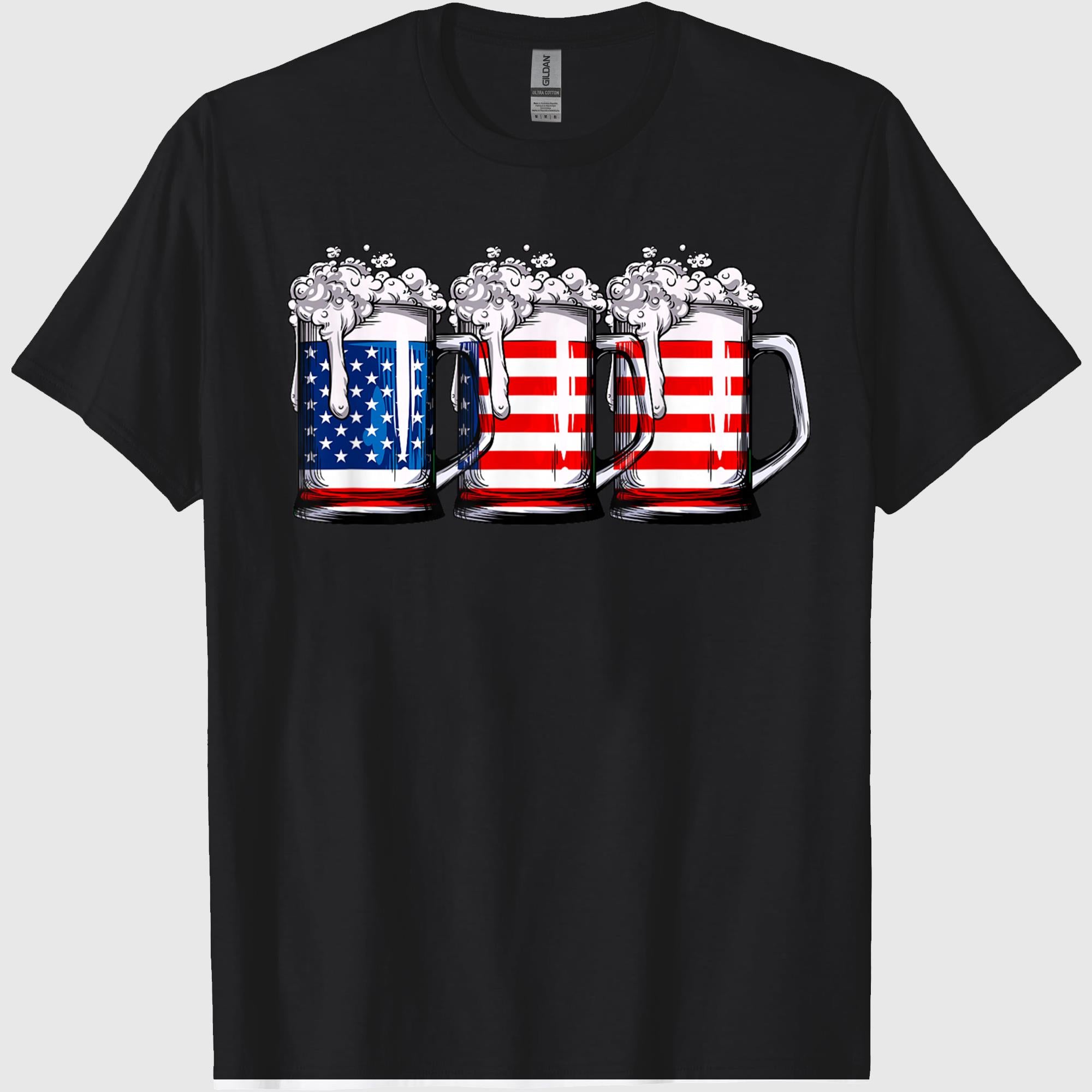 Beer American Flag 4th of July Shirts for Men Women Merica Drinking USA Tees T-Shirts