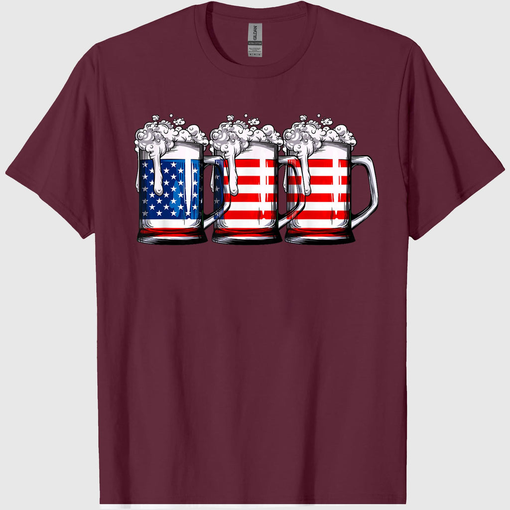 Beer American Flag 4th of July Shirts for Men Women Merica Drinking USA Tees T-Shirts