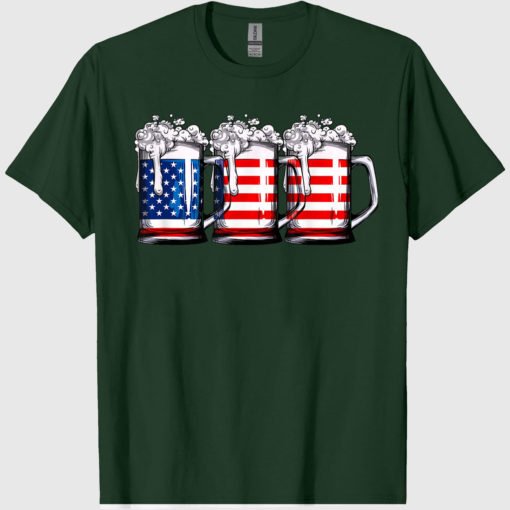 Beer American Flag 4th of July Shirts for Men Women Merica Drinking USA Tees T-Shirts