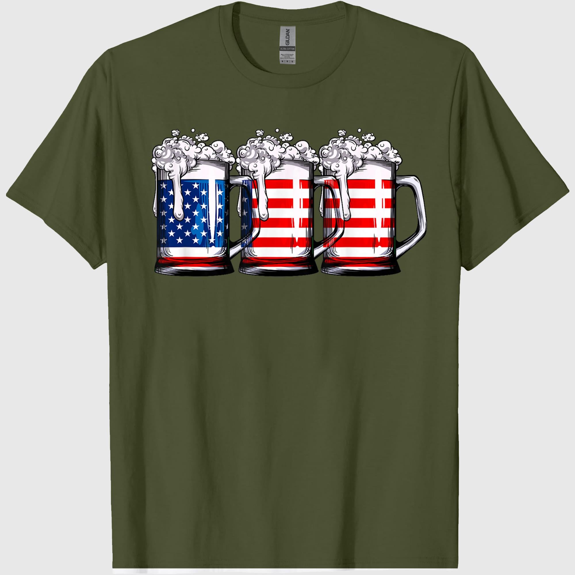 Beer American Flag 4th of July Shirts for Men Women Merica Drinking USA Tees T-Shirts