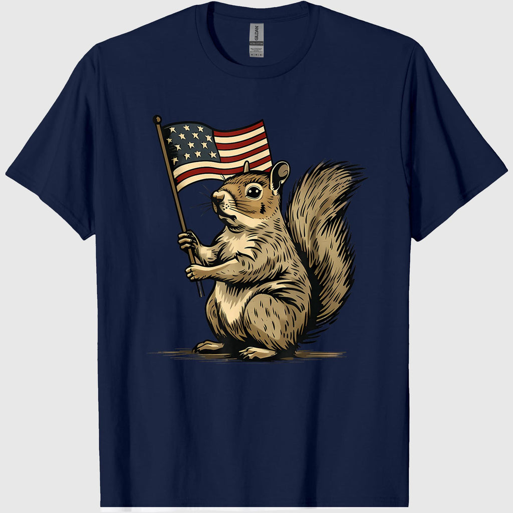 Fourth of July 4th of July Patriotic American Flag Squirrel T-Shirt