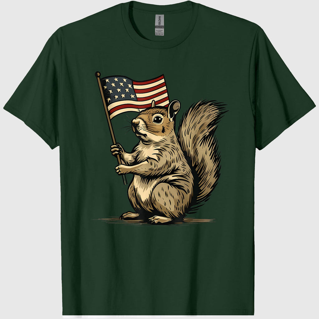 Fourth of July 4th of July Patriotic American Flag Squirrel T-Shirt