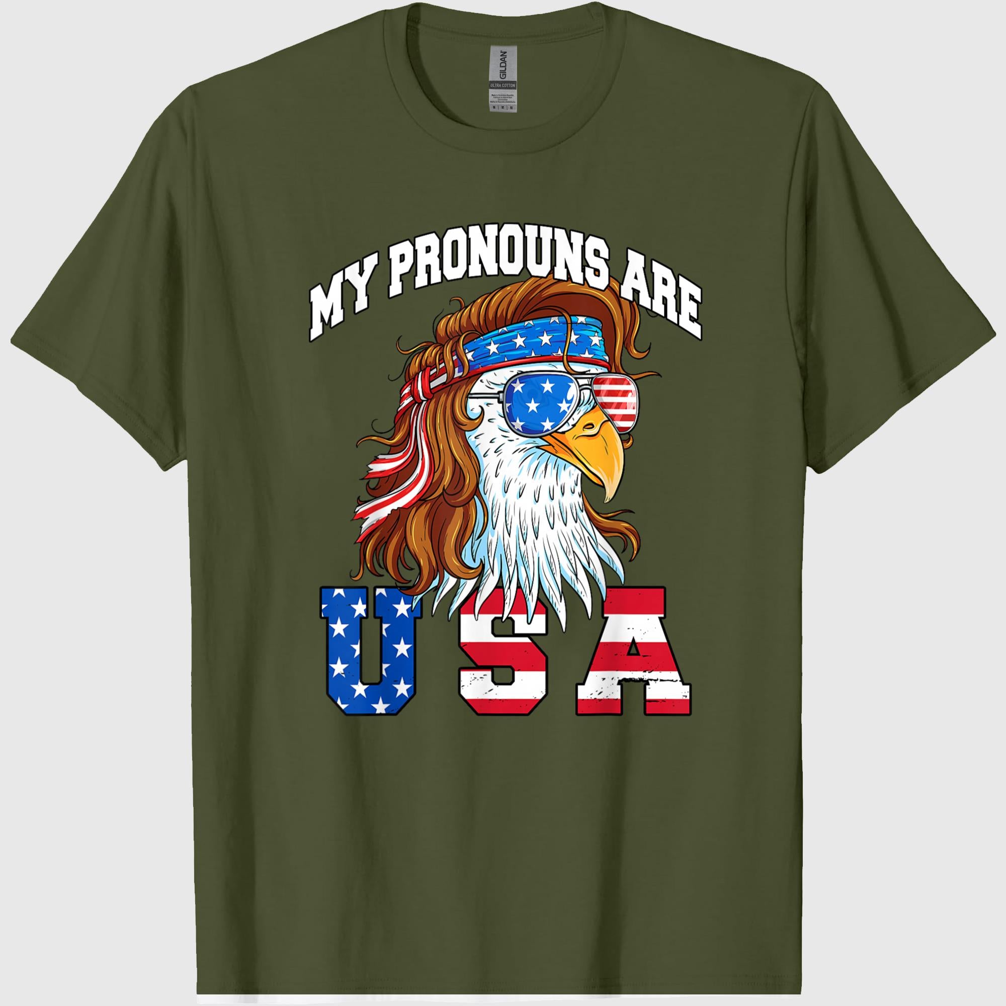 My Pronouns are USA Eagle American Funny 4th of July T-Shirt