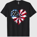 Tie dye Heart USA Flag Colors White, Red & Blue 4th of July T-Shirt