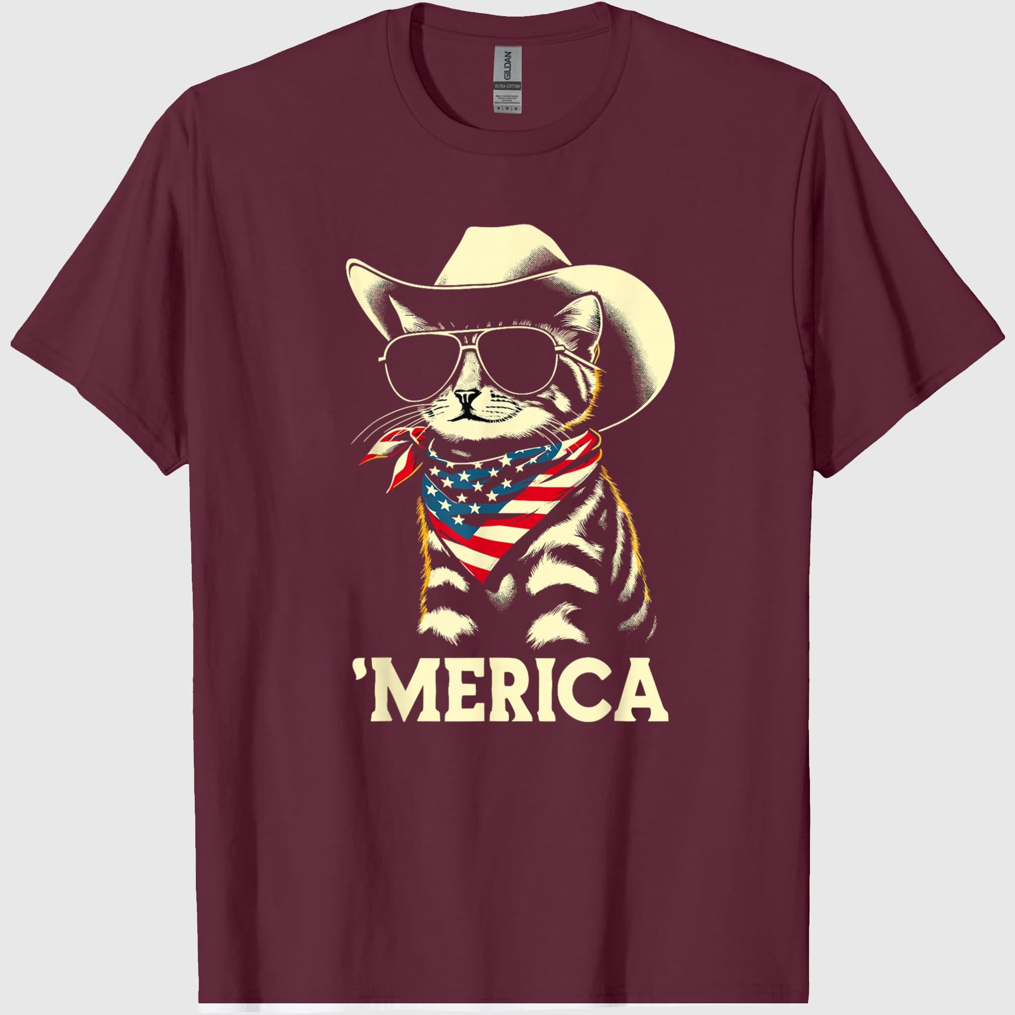USA 'Merica Cat 4th of July Men Women Kids Funny Patriotic T-Shirt