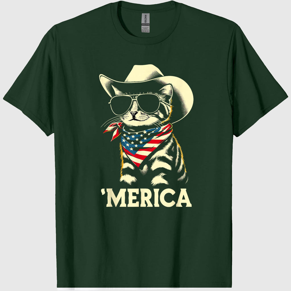 USA 'Merica Cat 4th of July Men Women Kids Funny Patriotic T-Shirt