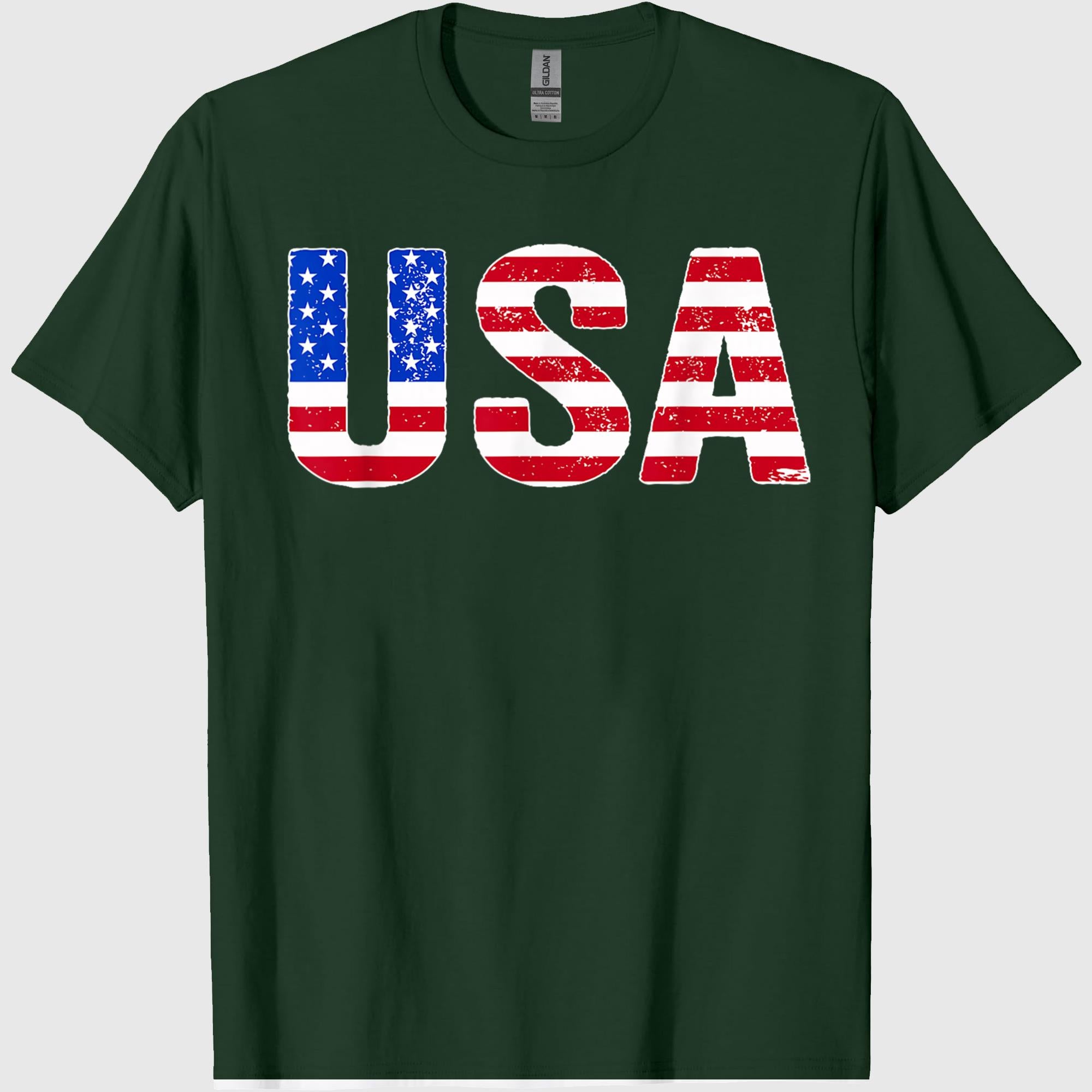 USA T Shirt Patriotic American Flag Men Women Kids July 4th T-Shirt